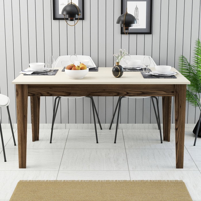Hanah Home Milan 517 Mesa de Comedor Nogal y Crema Hanah Home Milan 517 Mesa de Comedor Nogal y Crema
